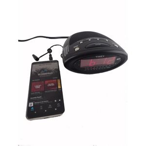 Timex T1201 Nature Sounds Clock Radio MP3 Line-IN Blk Red LED Auto DST Time Set